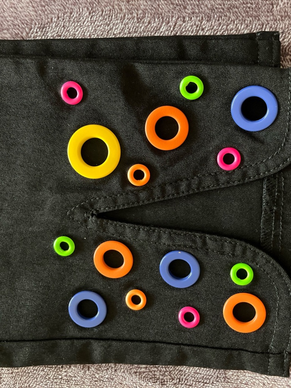 Ethyl Black High-Rise Everyday Stretch Leggings W Color Grommets